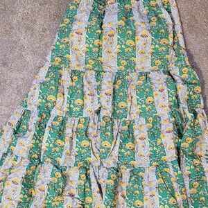RHODE Green and Yellow Floral Maxi Skirt